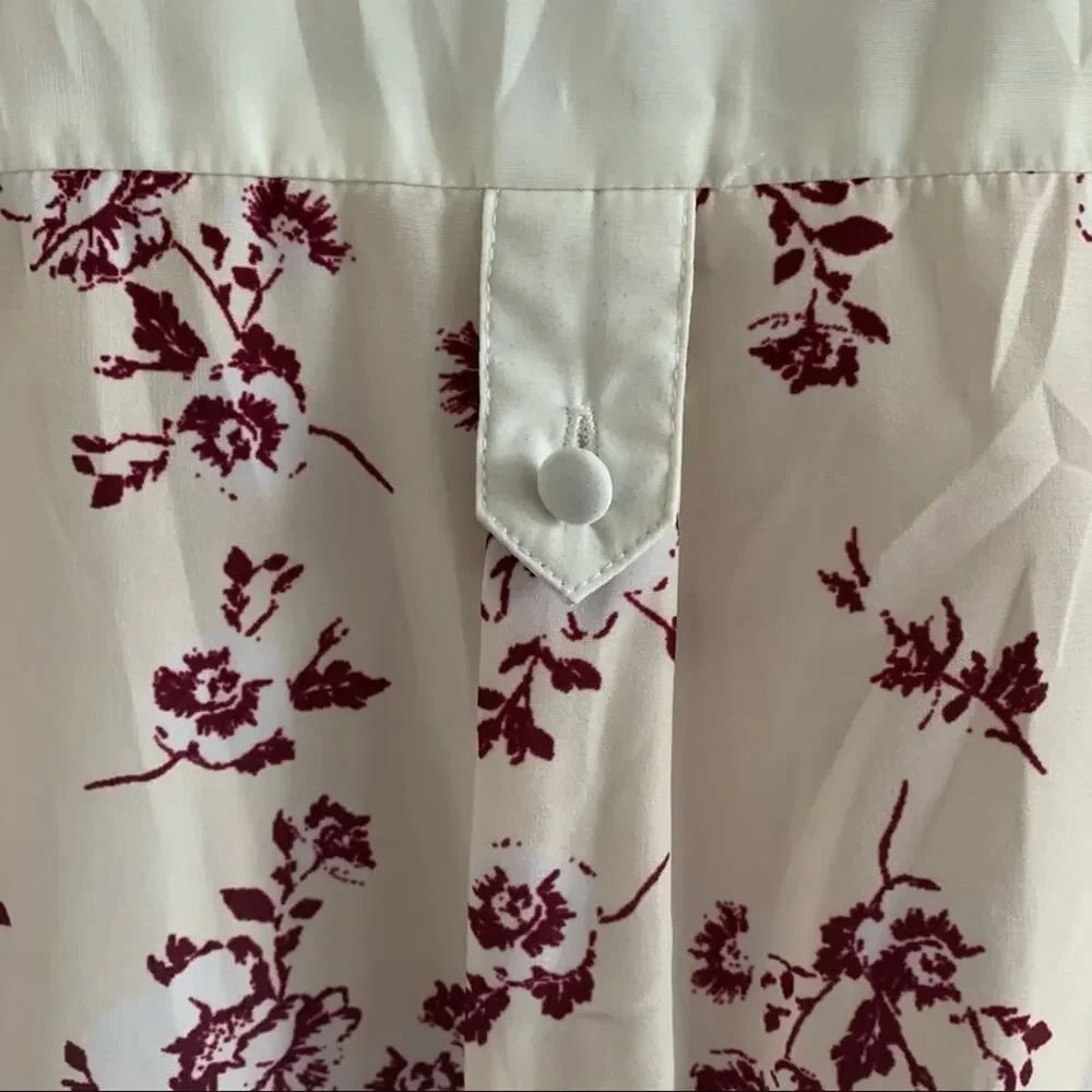 Modcloth Cream White Floral Top Blouse Medium - Picture 7 of 11